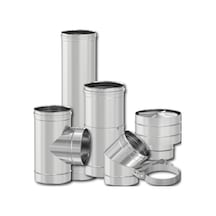 PELET SOBA BORUSU / BOY: 50-41 CM / ÇAP: 8 CM / KROM RENK / 304 KROM / CONTALI / BABA'S STOVE -