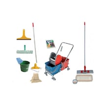 Safell Çift Kovalı Krom Temizlik Arabası - Full Temizlik Seti 25 L