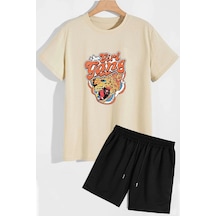 Uyguntarz Girlgang Şort T-shirt Eşofman Takımı Bej