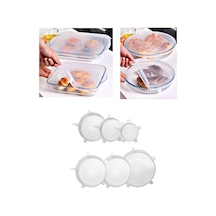 10 Parça Silikon Borcam Kapağı Ve Streç Kapak Seti 2 Boy Kare, 2 Boy Yuvarlak Kapak + 6 Lı Tencere Kupa Bardak Bonesi Beyaz