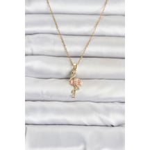 316l Çelik Zincir Gold Renk Flamingo Model Kadın Kolye - Çok Renkli