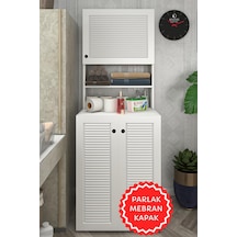 Kenzlife Membran Çamaşır Makinesi Dolabı Kasparov Byzbyz Panjur 180 066 55-20 Mebran Kapak Mdf Gövde Banyo Kapaklı Arkalıksız Beyaz