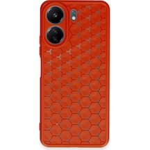 Mey İthalat Redmi 13c Kılıf Petek Silikon Kapak - Kırmızı Beyaz