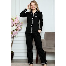 Alimer Kadın Siyah Uzun Kollu Likralı Pijama Takım Edy2577ukl-s Siyah Alimer Kadın Siyah Uzun Kollu Likralı Pijama Takım Edy2577ukl-s Siyah