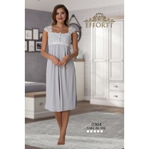 Effortt 2304 Gri Dantelli Lohusa Gecelik Takımı Gri
