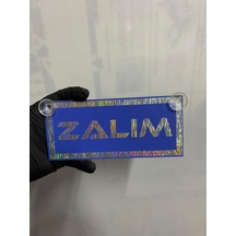 Mavi Renk Üzeri Hologram Renk Zalım Yazılı Vantuzlu Cam Süsü