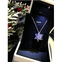 Vog Lila Taşlı Lotus Çiçeği Büyük Boy 925 Ayar Gümüş Sevgiliye Eşe Anneye Kolye