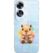 Oppo A60 İle Uyumlu Splash Kapibara Tasarımlı Şeffaf Silikon Kılıf Şeffaf