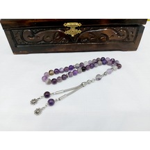 Soma Tesbih Ametist Doğaltaş Şifa Kaynağı Küre Kesim Tesbih 8x8