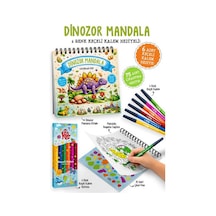 Dinozor Mandala - 6 Renk Keçeli Kalem Ve 75 Adet Çıkartma Hediyeli 3+