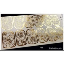 Altın Gül Folyo Tırnak Sticker Tırnak Dövme Nail art F09