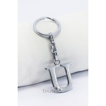 Gümüş Renkli Küçük Metal U Harfi Anahtarlık / Harfli Çanta Süsü
