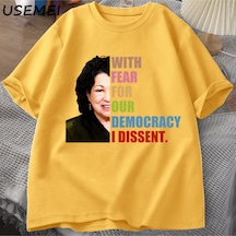 Flood Of Style Demokrasimiz İçin Korkuyla Muhalefet T-shirt Adam Rahat Pamuk Kısa Kollu Grafik Tees Unisex T Sarı