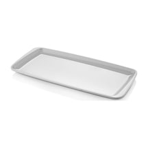 6 Adet 16x33 Cm Melamin Baton Servis Sunum Tabağı Makinede Yıkanabilir Dikdörtgen Beyaz