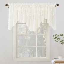 S. Lichtenberg Alison Floral Lace Sheer Perde Çubuğu Cep, Polyester, Fildişi Beyaz, 58" X 32"