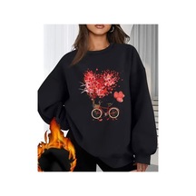 Herkesemoda Bisiklet Kalpler Baskı Detaylı Bisiklet Yaka Sweatshirt Siyah