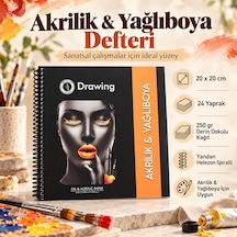 Akrilik & Yağlı Boya Çizim Defteri 250 Gr Dokulu 24 Yaprak 20x20 Cm