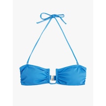 Koton Metal Aksesuarlı Çıkarılabilir Askılı Straplez Bikini Üstü Mavi 5sak10101mm Mavi
