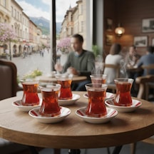 Paşabahçe 6'li Çay Bardağı 130cc Ve Porland Porselen 6'li Çay Tabağı Set Kolye,küpe Hediyeli Diğer