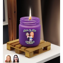 BK Gift Kişiye Özel DTF Best Friend Karikatürlü Kokulu Mum – Mor -