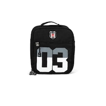 Beşiktaş Lisanslı 1903 Baskılı Beslenme Çantası - 2 Bölmeli Siyah Okul Çantası