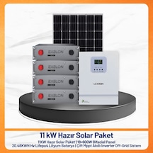 11kw Solar Paket 18x600w Bifacial Panel + 20.48kwh Hv Lifepo4 Batarya + Çift Mppt İnverter