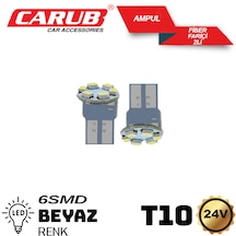 Carub 24volt Dipsiz T10 Led Ampul 6smd Fiber Beyaz