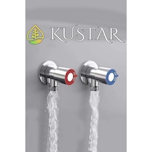 Kustar Aç Kapa Sıcak Soğuk Su Ara Musluğu Seti Inox 2'li Gri