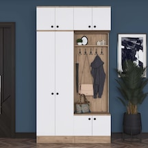 Rani Ea145 Modern Portmanto Askılı Ayakkabılık Vestiyer Sepet Ceviz - Beyaz Beyaz - Sepet Ceviz