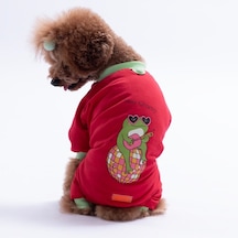 Kırmızı Stay Groovy Kedi Köpek Pijaması - Kedi Köpek Tulumu - Kedi Köpek Kıyafeti