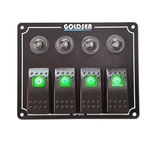 Goldsea Marine Switch Panel 4 Anahtarlı Otomatik Sigortalı 12-24V Sigorta Paneli Yeşil Led