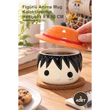 3 Adet One Piece Luffy 3d Kapaklı Kupa Bardak Figürlü Anime Mug Luk Hediyelik 9 X 10 Cm