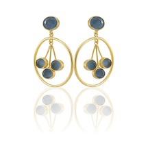 Kadir Jewellery 22 Ayar Altın Kaplama Vintage Küpe -el İşçiliği Ve Hipoalerjenik Küpe Buz Mavisi