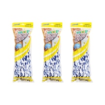 Elmop Pm02 Yedek Islak Vidalı Mop Paspas Püskül Ucu - Pamuklu Mikrofiber İpli Mop - 3 Adet