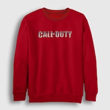 Presmono Unisex Logo Call Of Duty Sweatshirt Kırmızı