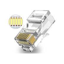 Koodmax - 100adet - 3u" Gold Plated Cat6 Rj45 Konnektör 8p8c Ethernet Kablo Ucu Modüler Fiş Jak