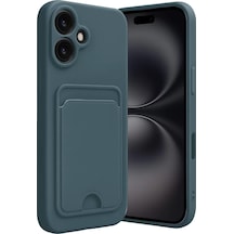 Newface Apple İphone 16 Kılıf Kelvin Kartvizitli Silikon - Koyu Yeşil