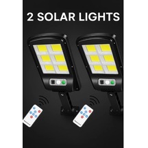 Ers 2 Adet Büyük Boy 128 Led Solar Bahçe Sokak Lambası Hareket Sensörlü Kumandalı 3 Modlu Güneş