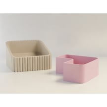 3d Baskı Fıstık Kasesi - Çift Hazneli Kabuk Ayırıcı Sunum Kasesi - Bej Pembe