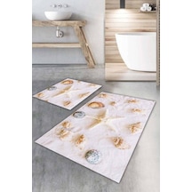Kemik Deniz Kabukları Banyo Halısı Klozet Paspas Seti Bs036n11
