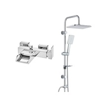 E.c.a. Natura Banyo Bataryası+t-may Banyo Çınar Dikdörtgen Tepe Duş Takımı Seti - Krom - Paslanmaz
