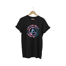 Müzik Grubu Rock Metal Baskılı Linkin Park Cool %100 Pamuk Bisiklet Yaka Siyah T-shirt Siyah