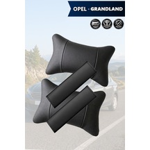 Opel Grandland Uyumlu Siyah Lüks Deri Kemer Koruyucu Set Deri Yastık