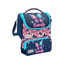Coral High Lacivert Pembe Kelebek Desenli Kız Çocuk Beslenme Ve Kalem Çantası Seti 37149+31049 Lacivert - Pembe