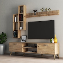 Mega 180 Lik Kitaplıklı Raflı Tv Ünitesi Çam - Tvu0302