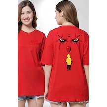 Pennywise Vs Georgie Korku Filmi Kırmızı Oversize Unisex Ön Ve Sırt Baskılı Tişört Kırmızı