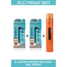 Fontenay Saç Şekillendirici Pudra Toz Wax Matt Effect Mavi 20gr X2 + 400ml Saç Spreyİ 3'Lü Set