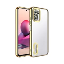 Zore Redmi Note 10s Kılıf Kamera Korumalı Logo Gösteren Nvth Omega Kapak - Gold