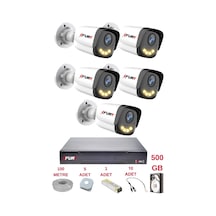 Fury 5 Kameralı 4 Warm Led Gece Renkli Görüş-cepten İzle-su Geçirmez Güvenlik Kamerası Seti 500gb