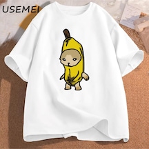 Flood Of Style Ağlayan Muz Kedi Meme T-shirt Adam Komik Üzgün Kitty Kedi Tshirt El Gato Pamuk Kısa Kollu Tiş Beyaz